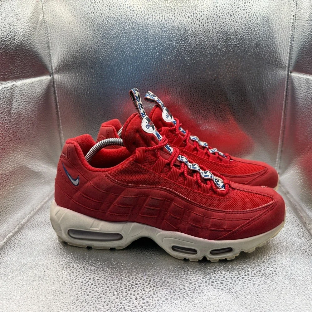 Size 9 Nike Air Max 95 TT Gym Red / Gym Blue-Sail Mens Athletic Shoes AJ1844-600